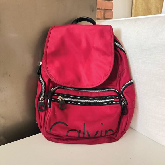 Calvin Klein Small Red Nylon Backpack - Picture 1 of 5
